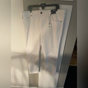 $88 NWT EXPRESS MENS WHITE STRAIGHT LEG DISTRESSED JEANS SIZE W38 X L32
